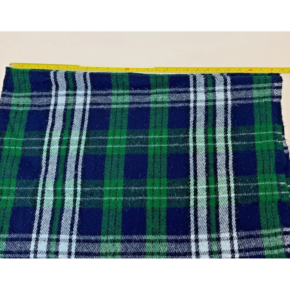 Faribault Woolen Mill  Blue‎ Green White Plaid WOOL Throw Blanket 53